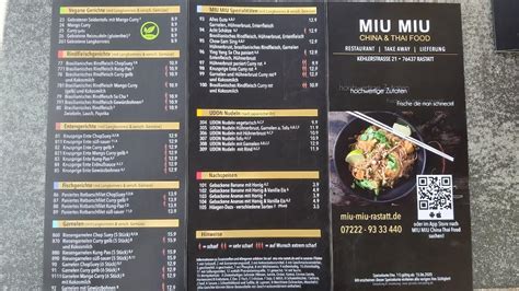 Speisekarte von Miu Miu China & Thai Food .